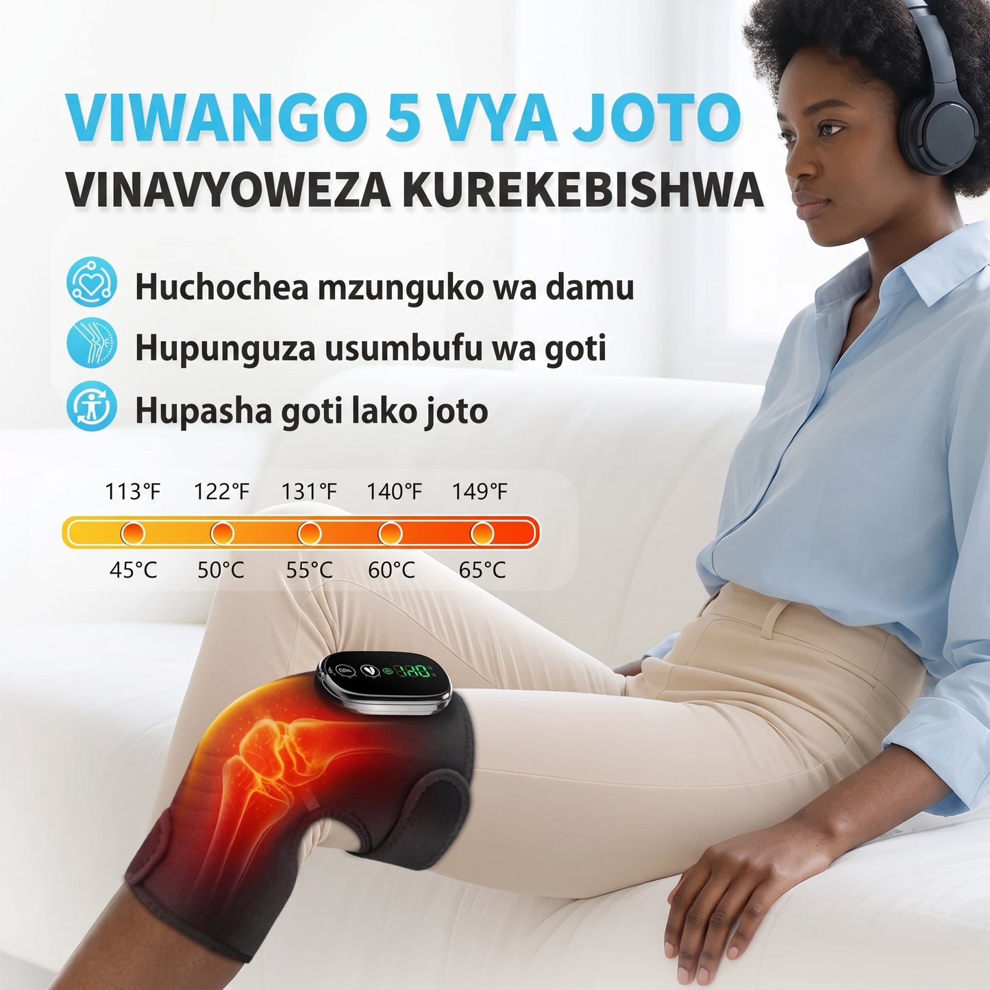 3 kwa 1: Kifaa cha Kufunga na Kusugua Viungo kwa Tiba ya Joto kwa Goti, Kiwiko na Bega